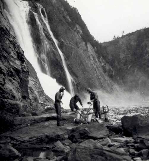 A dive under Monmorency Fall December, 1961