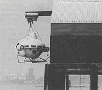 'Pisces 1' hanging from crane