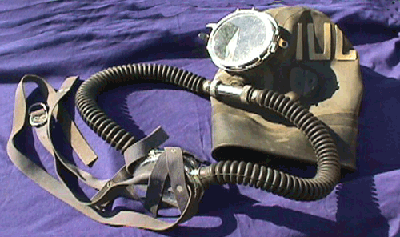 The hood and regulator from a 'constant volume' dry suit, C.1958